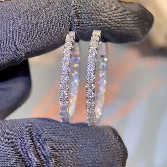 Certified 2.88 ct. t.w. Moissanite Diamond Inside Out Hoop Earrings NEW - Picture 7 of 16